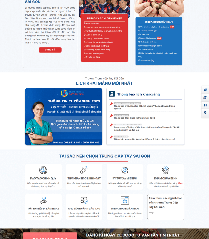 Giao diện web trường trung cấp chuyên nghiệp và chất lượng