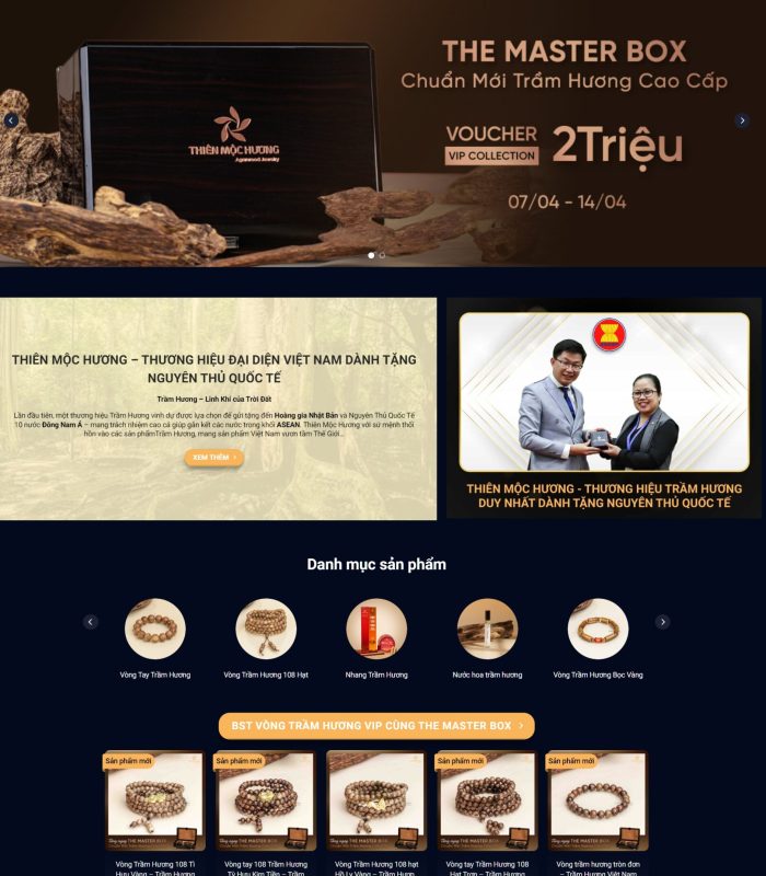 Mẫu website bán Trầm Hương giao diện chuẩn seo