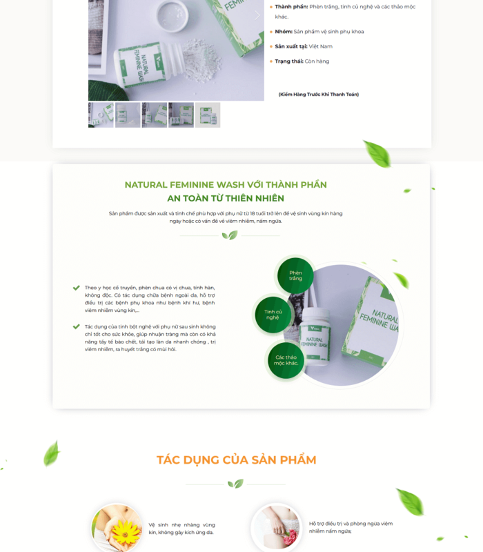 Mẫu landing page giới thiệu sản phẩm phụ khoa uy tín