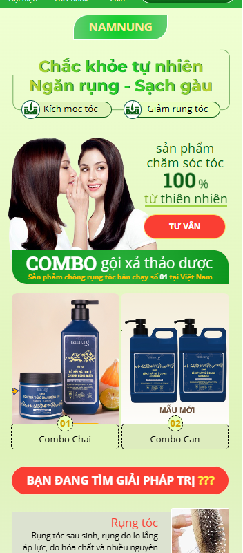 Landing page giới thiệu dầu gội thảo dược bắt mắt
