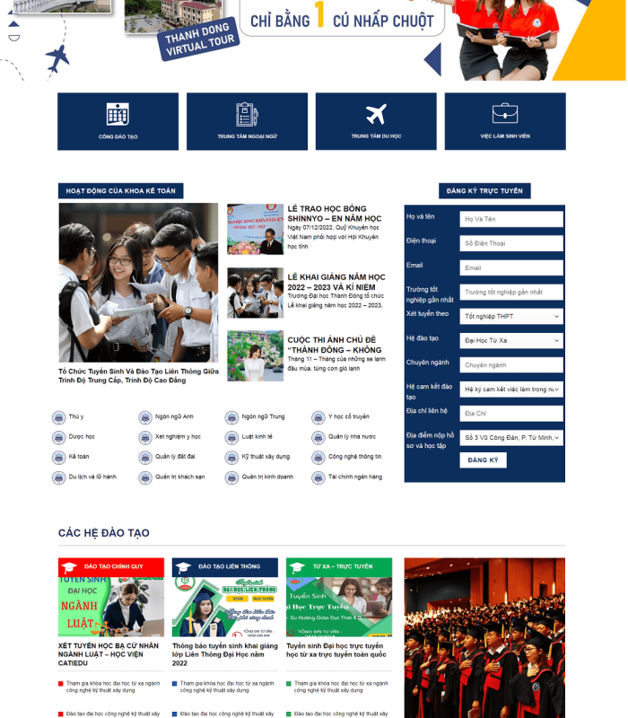 Giao diện website trường đại học hiện đại đẹp mắt
