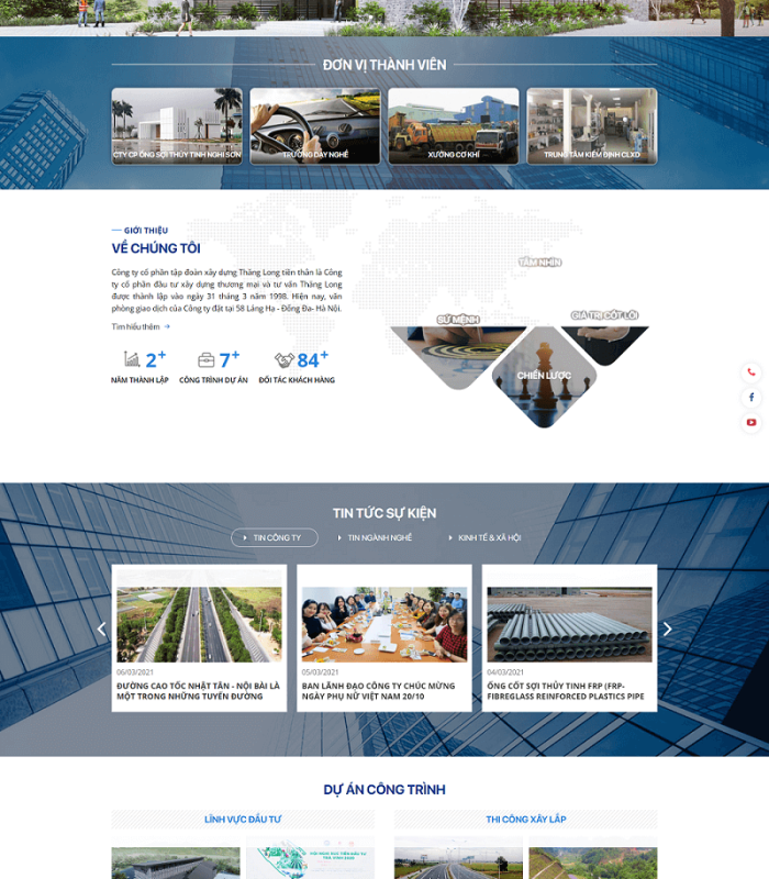 Giao diện web giới thiệu công ty hiện đại chuyên nghiệp