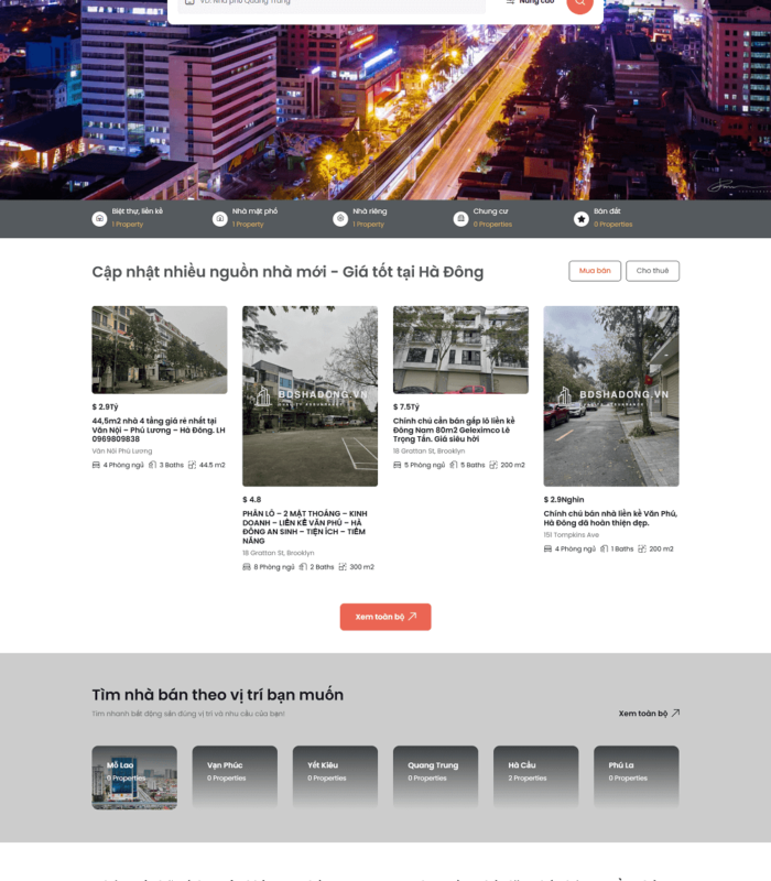 Giao diện web đăng tin mua bán bất động sản chuyên nghiệp