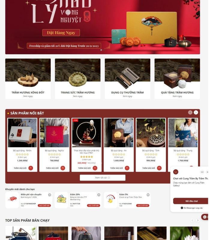 Thiết kế website trầm hương giao diện đẹp
