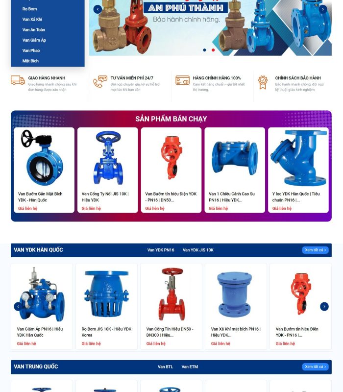 Thiết kế giao diện website công ty phân phối van công nghiệp
