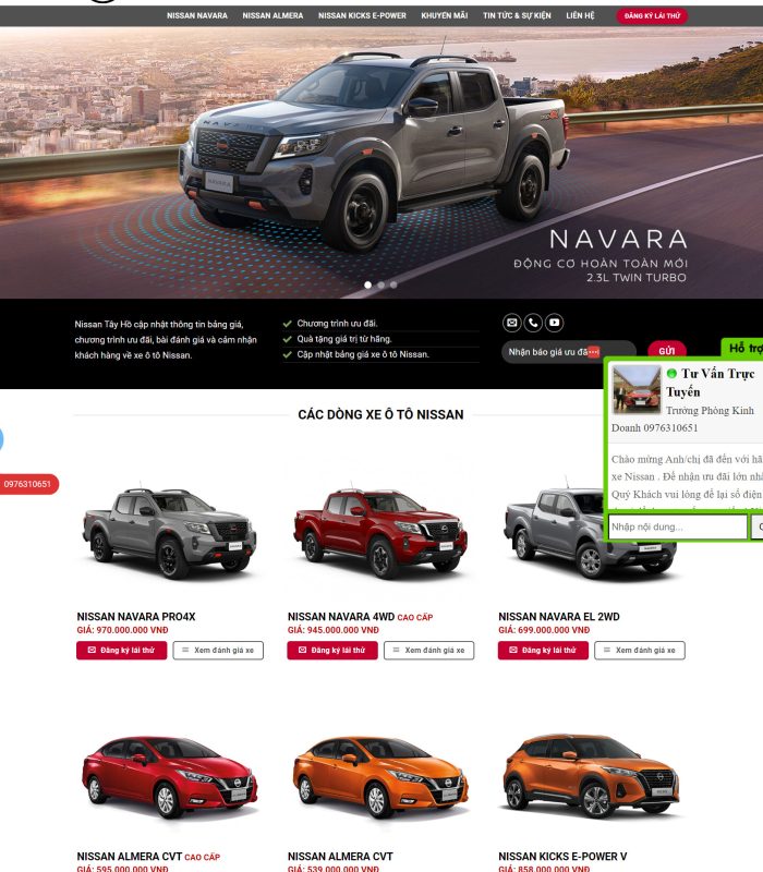 Thiết kế mẫu website bán ô tô Nissan chuyên nghiệp, đẹp mắt