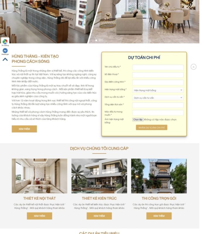Thiết kế web về Nội thất kiến trúc đẹp mắt