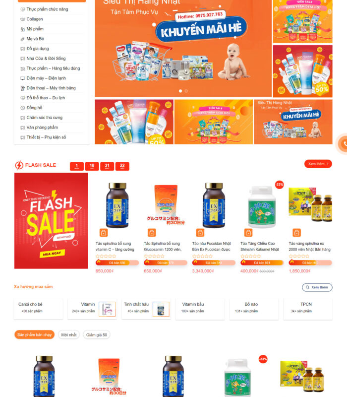 Thiết kế web siêu thị hàng nhật bản
