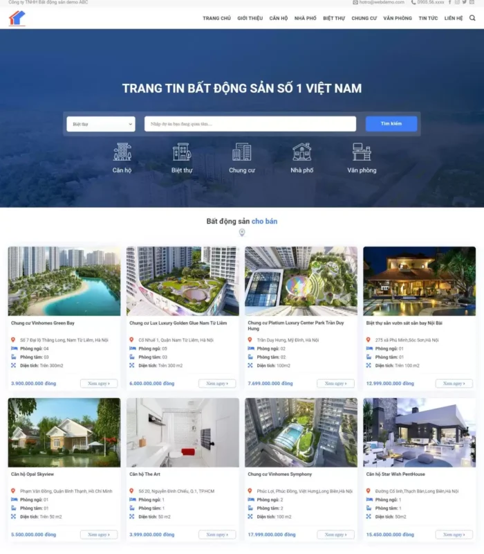 Trang web giao diện web bất động sản đẹp mắt