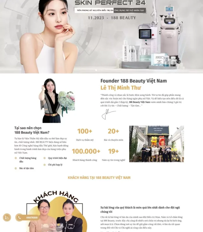 Trang giao diện web thẩm mỹ spa làm đẹp