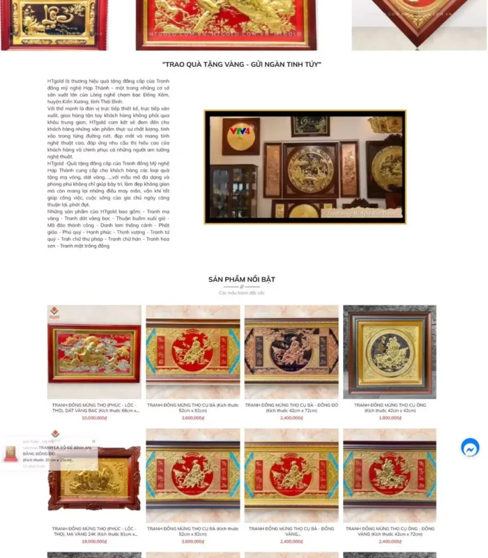 Giao diện web đồng hồ – quà tặng doanh nghiệp