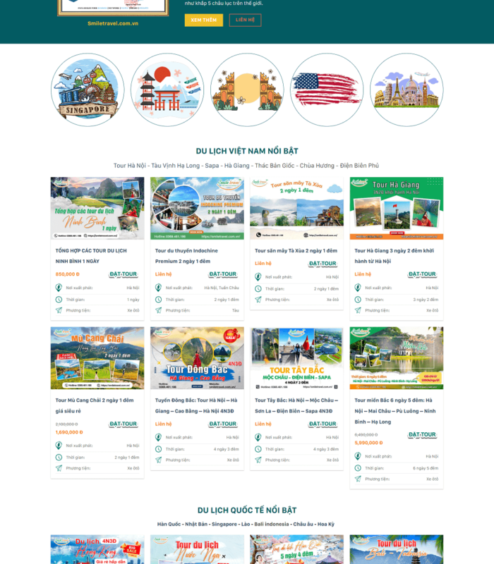 Thiết kế website du lịch giao diện đẹp và ấn tượng