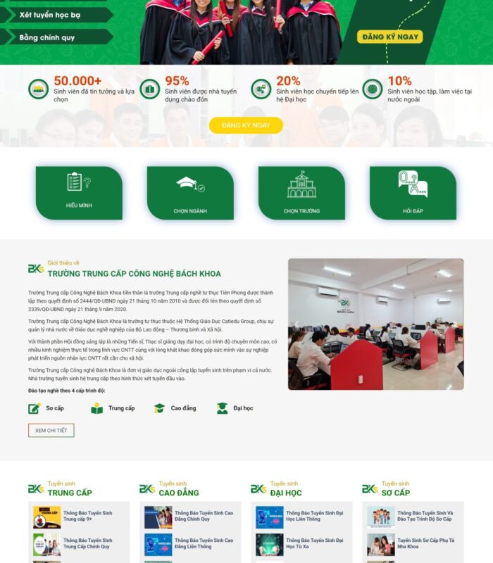 Thiết kế website tuyển sinh Trường Trung Cấp Công Nghệ Bách Khoa