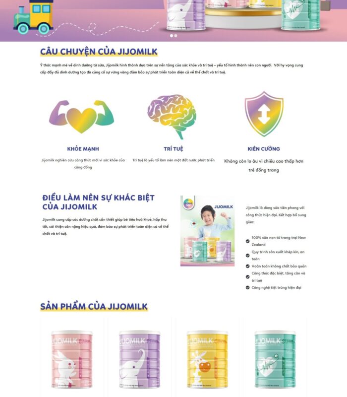 Giao diện website bán sữa bột thiết kế phong cách hiện đại