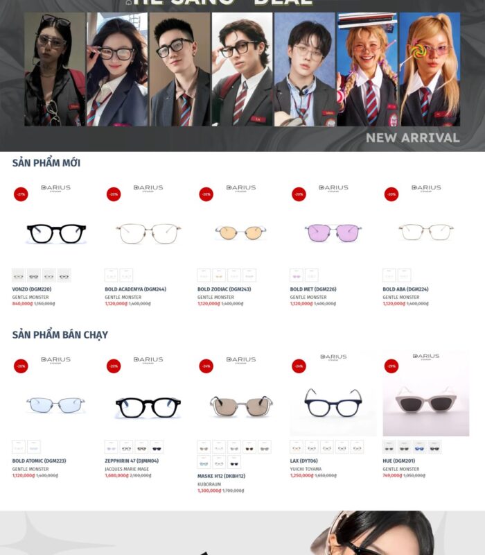 Mẫu giao diện website bán kính cận, mắt kính đẹp