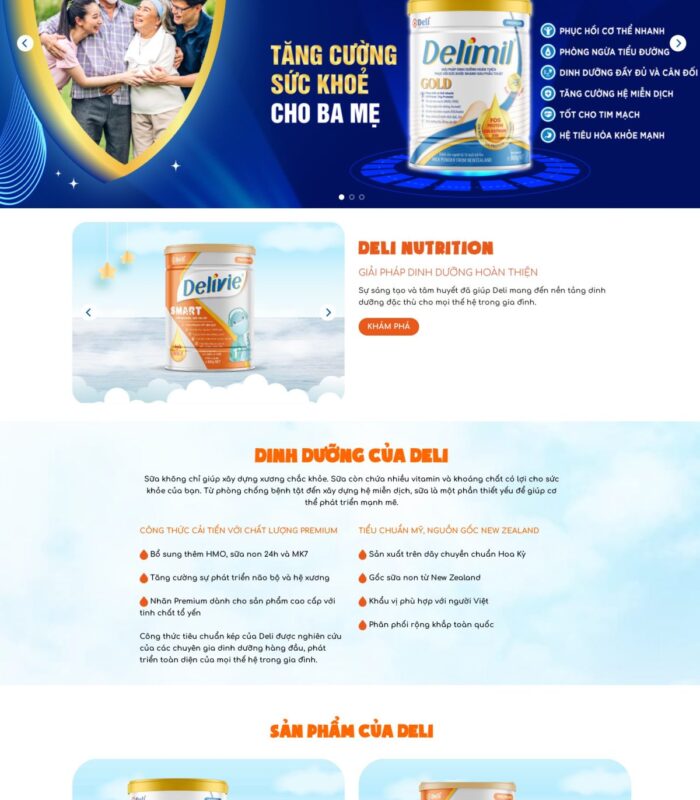 Thiết kế website bán sữa bột, sản phẩm dinh dưỡng