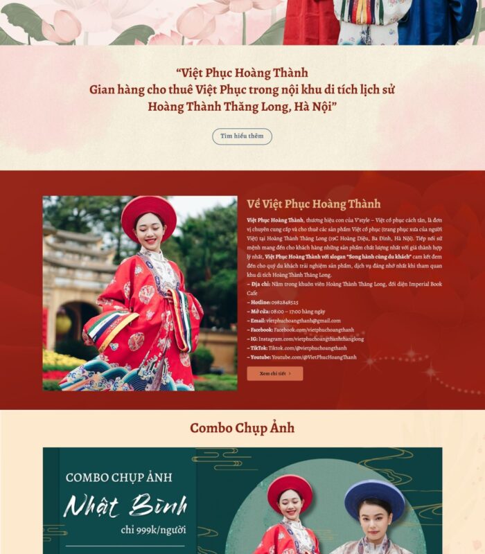Thiết kế website cho thuê trang phục áo dài, áo cưới