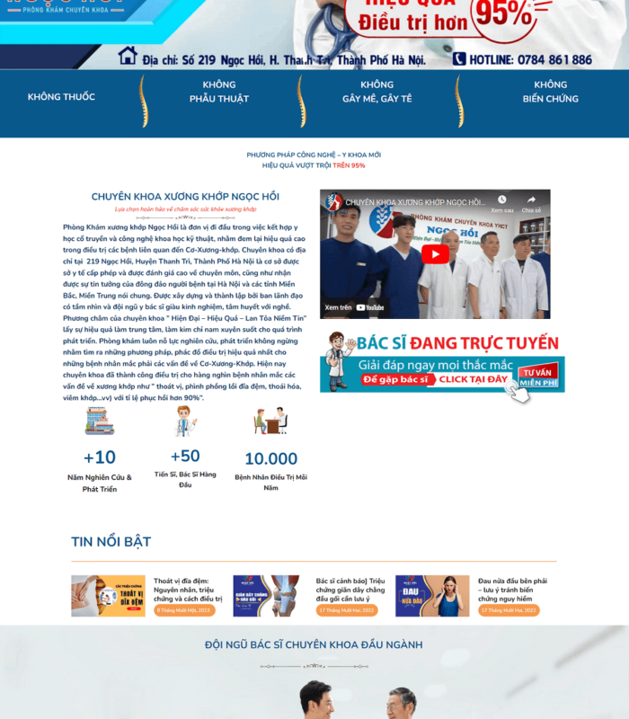 Giao diện website phòng khám chuyên khoa chuyên nghiệp