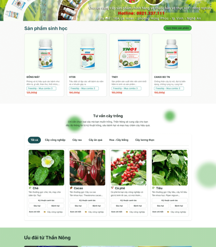 Giao diện website thuốc bảo vệ thực vật nông nghiệp