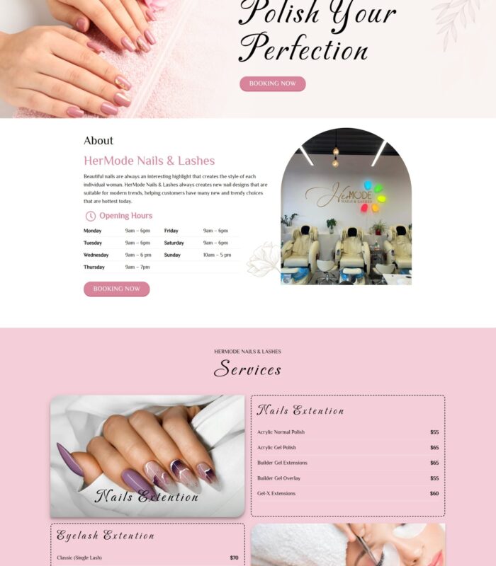 Mẫu landing page Nails Spa giao diện đẹp mắt, sáng tạo