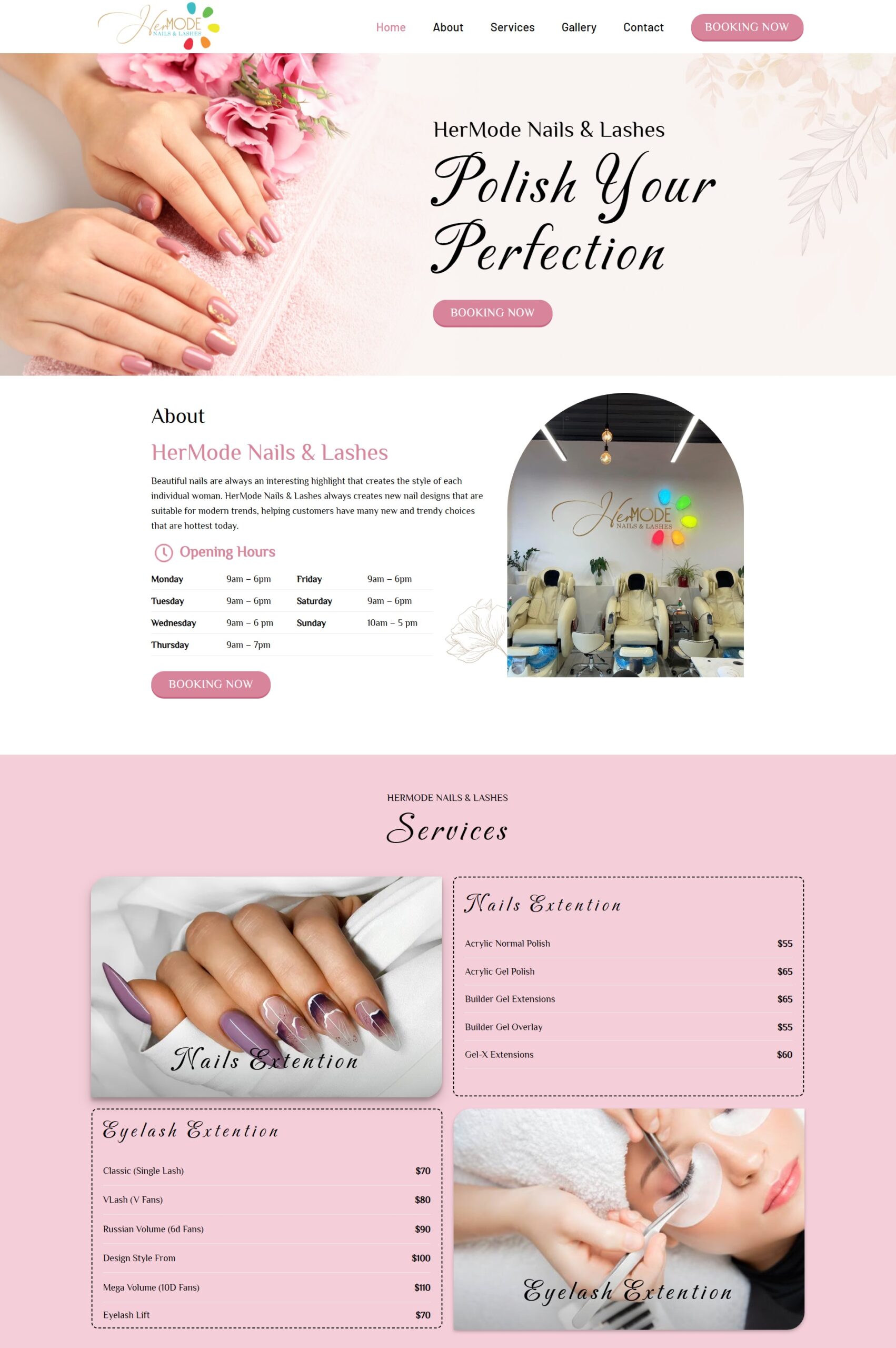 Mẫu landing page Nails Spa giao diện đẹp mắt, sáng tạo