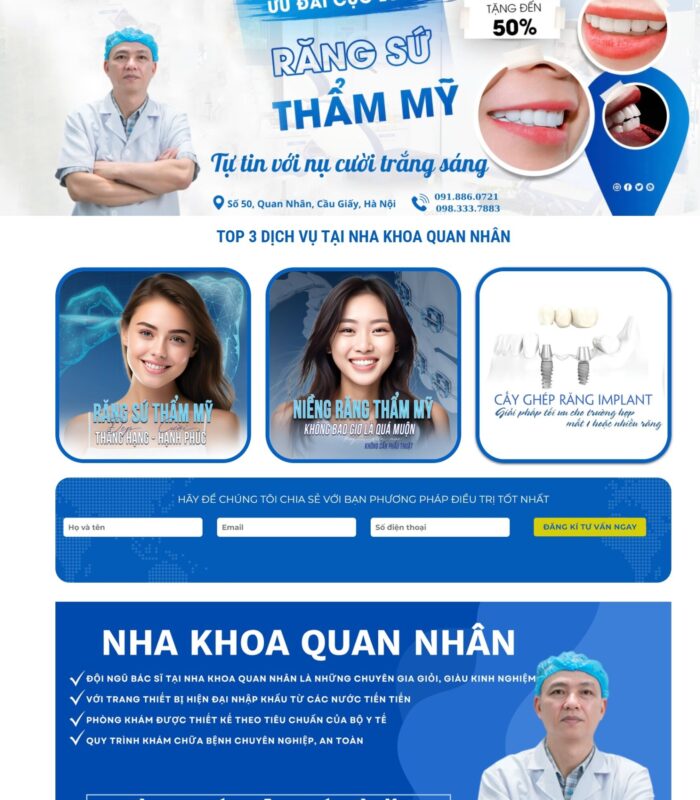 Mẫu website phòng khám nha khoa đẹp mắt, ấn tượng
