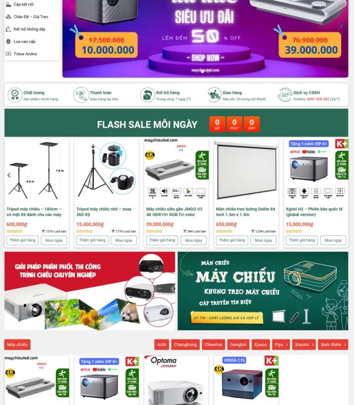 Thiết kế website bán máy chiếu giao diện đẹp