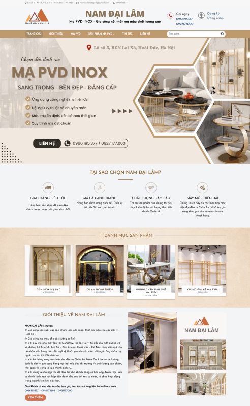 Thiết kế website gia công sản xuất inox