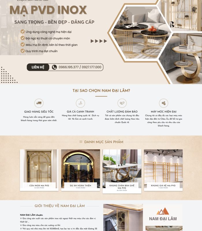 Thiết kế website gia công sản xuất inox