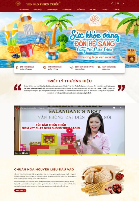 Thiết kế giao diện website bán yến sào