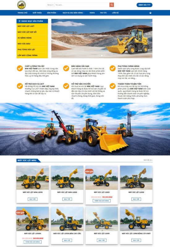 Thiết kế website mua bán máy xúc lật