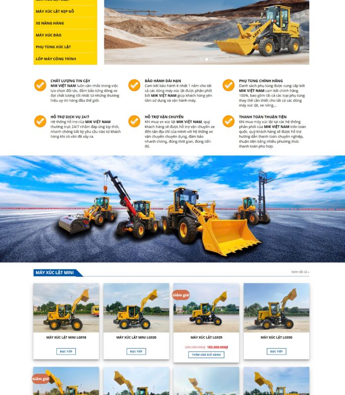Thiết kế website mua bán máy xúc lật