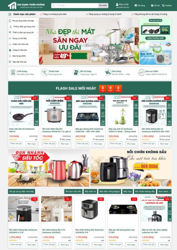 Mẫu giao diện website đồ gia dụng đẹp mắt, hiện đại