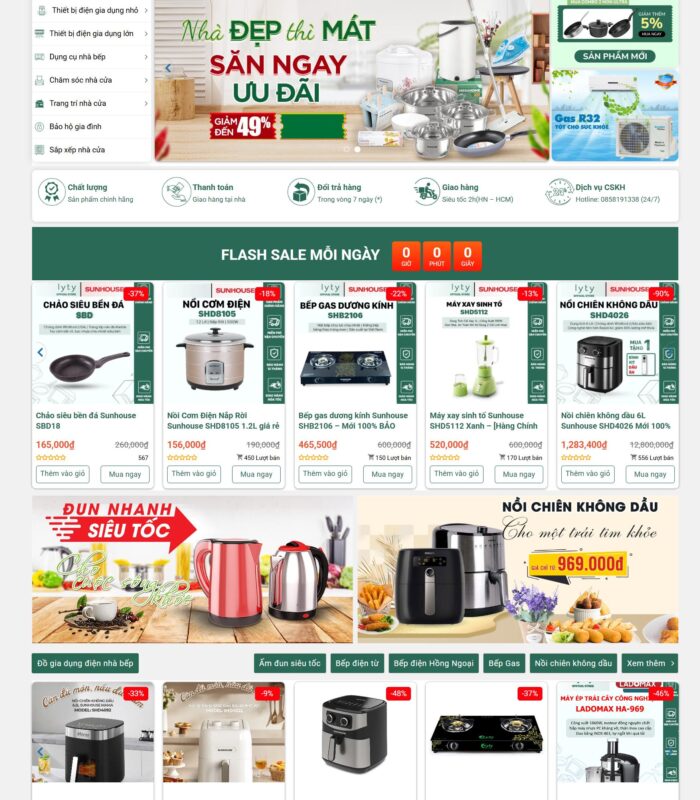 Mẫu giao diện website đồ gia dụng đẹp mắt, hiện đại