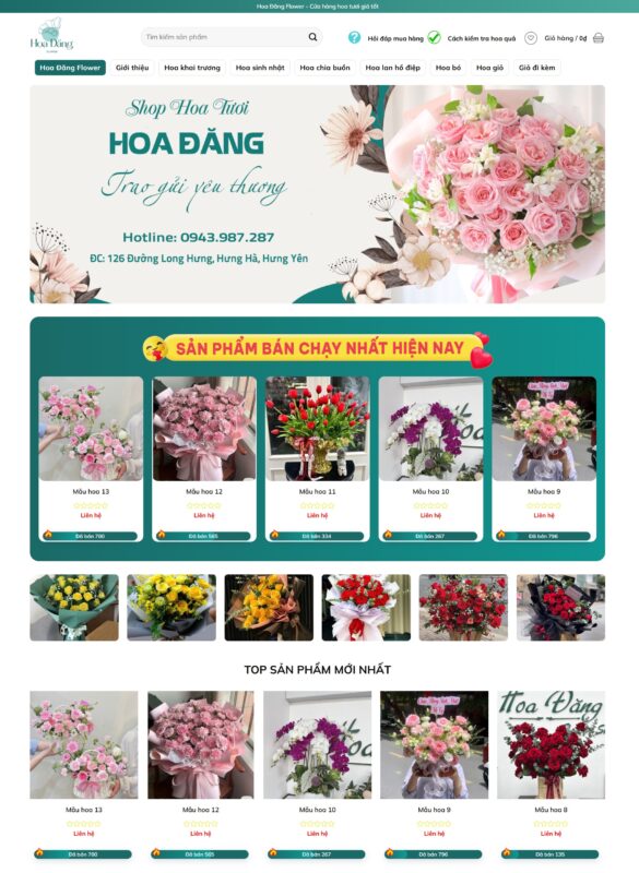 Mẫu thiết kế giao diện website shop hoa tươi đẹp mắt