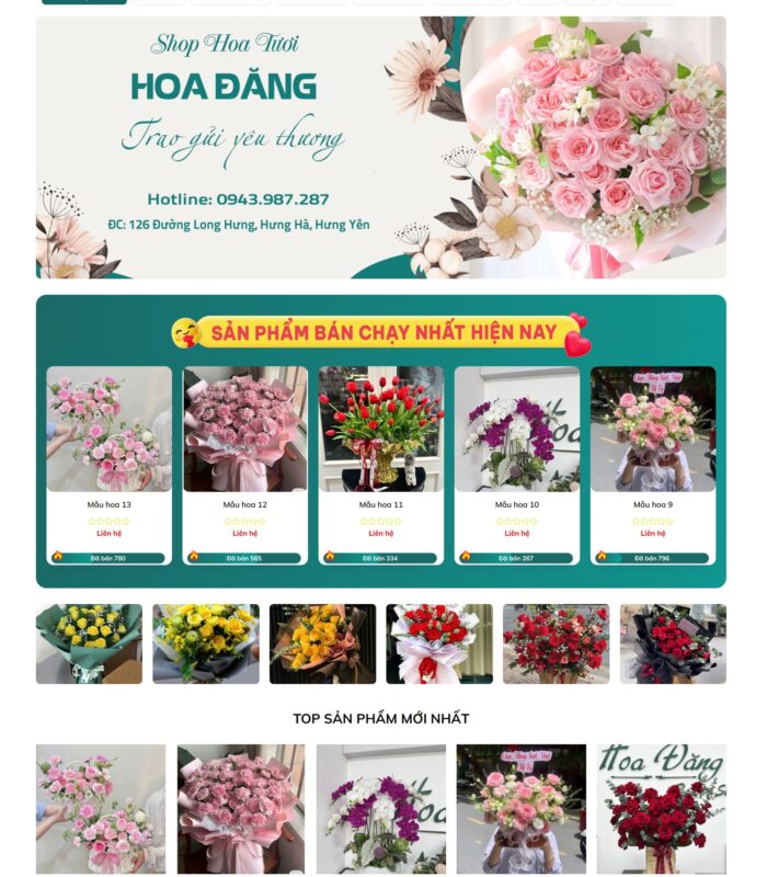 Mẫu thiết kế giao diện website shop hoa tươi đẹp mắt