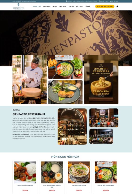Thiết kế website nhà hàng, ẩm thực